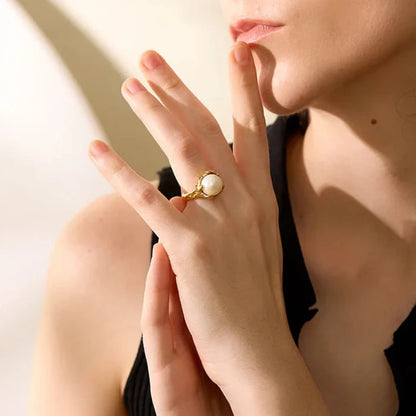 Fluted Pearl Ring