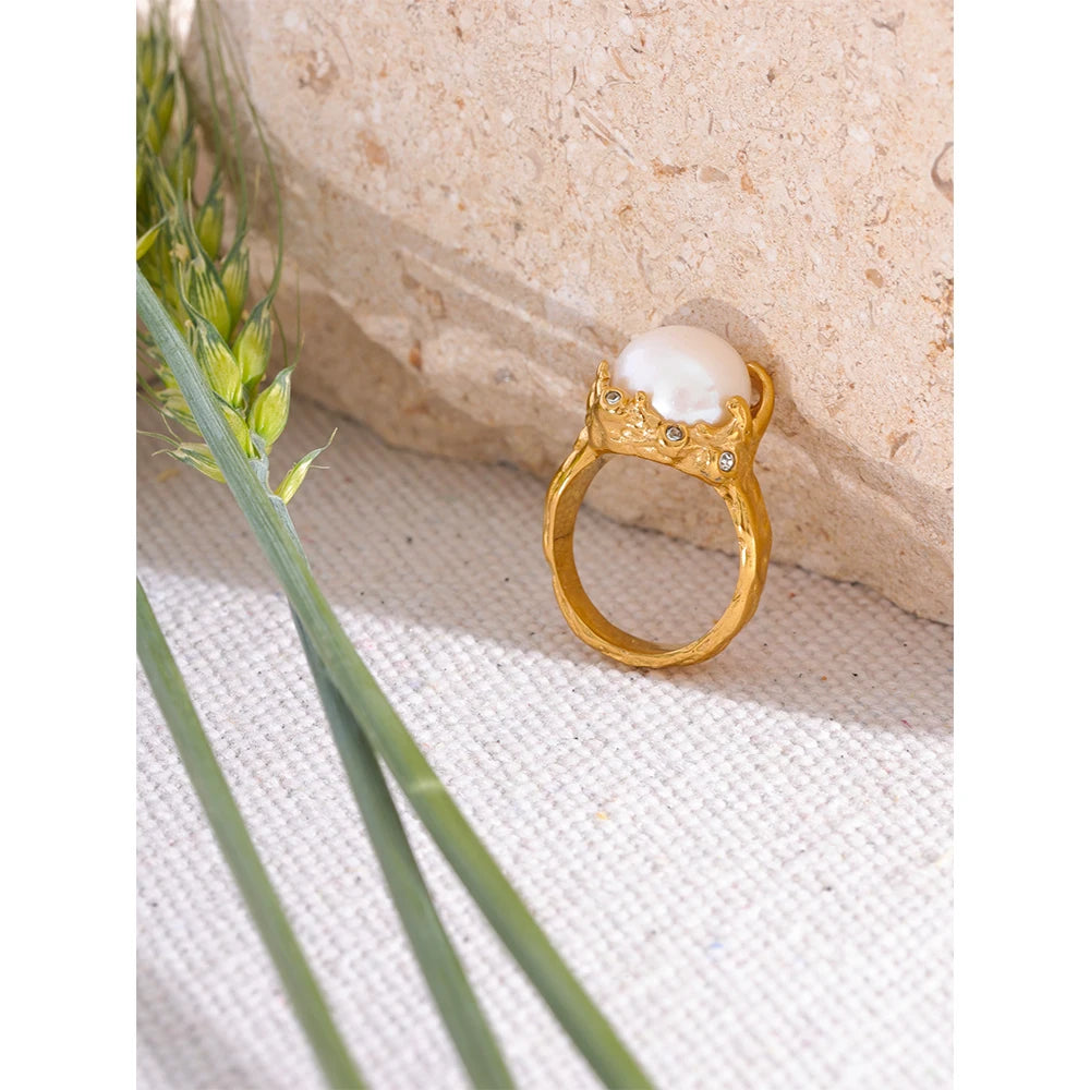 Fluted Pearl Ring