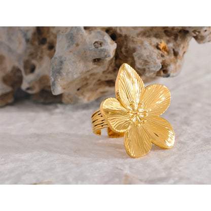 Flower 18K PVD Ring